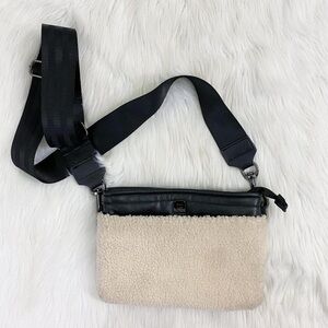 Think Royln Bum Bag Crossbody with cream sherpa fleece front pocket